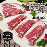 Beef Sirloin Australia BLACK ANGUS GF Grain-Fed MS2+ marbling2+ STEER (young cattle) Jack's Creek frozen STEAK CUTS; 3/8,3/4,1,2 inch (price/kg) - Striploin / New York Strip / Has Luar